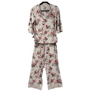 Flora Nikrooz Pajama Set Floral 2 Piece Cottagecore Pajamas Womens Size S Lounge